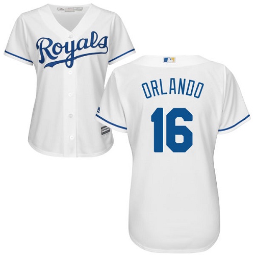 Royals #16 Paulo Orlando White Home Women's Stitched MLB Jersey - Click Image to Close